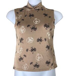 Vintage Tank Top ACW Designs Size Medium Mock Neck Shirt Brown Black White